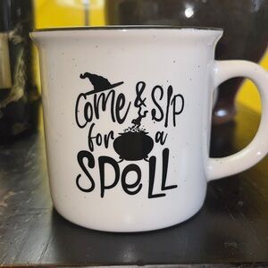 Speckled stoneware “Come & Sip for a Spell” coffee/tea cup Halloween mug - SCH